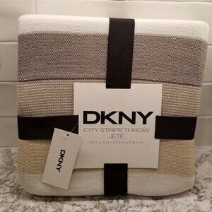 Sparkle DKNY City Stripe Throw NWT Neutral Colors Silver, Gray, Tan, Cream